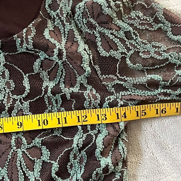 NWT Anthropologie A’reve Lace Romantic Dress Teal Brown Long Sleeve Size Small - Picture 14 of 16